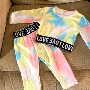 Multi color crop top toddler outfit